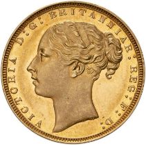 1871 Gold Sovereign Proof - Plain edge - Large BP About FDC