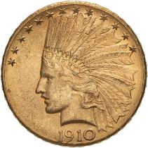 United States 1910 D Gold 10 Dollars Indian Head - Eagle About uncirculated