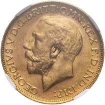 1922 P Gold Sovereign Single Finest NGC MS 65