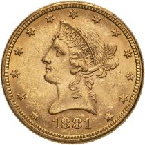 United States Eagle 1881 Gold 10 Dollars About uncirculated