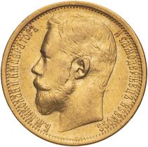 Russia: Empire Nicholas II 1897 АГ Gold 15 Roubles Very fine