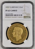1937 Gold 5 Pounds (5 Sovereigns) Proof NGC PF 62 CAMEO