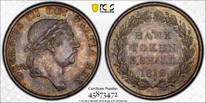 1812 Silver 3 Shillings PCGS MS64