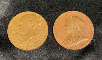 1897 Lot of 2 Bronze Medals Diamond Jubilee