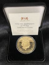 Solomon Islands Elizabeth II 2020 Gold 25 Dollars VE Day Proof Box & COA