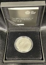 2015 Silver 5 Pounds (Crown) Battle of Waterloo Fifth Portrait Proof Piedfort Box & COA