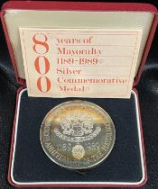 1989 Silver Medal 800 Years Mayoralty 1189-1989 Box & COA