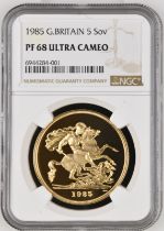 1985 Gold 5 Pounds (5 Sovereigns) Proof NGC PF 68 ULTRA CAMEO