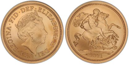 2021 Gold Sovereign BU Matte Struck on the Day PCGS MS70