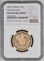 2022 Gold 2 Pounds (Double Sovereign) Queen Elizabeth II Memorial Proof NGC PF 69 ULTRA CAMEO