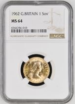 1962 Gold Sovereign NGC MS 64