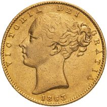 1863 Gold Sovereign No die number Very fine