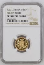 2002 Gold Half-Sovereign Golden Jubilee Proof NGC PF 70 ULTRA CAMEO