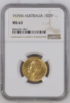 1925 M Gold Sovereign NGC MS 63