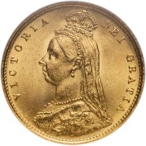 1887 Gold Half-Sovereign Imperfect J DISH L508 NGC MS 63