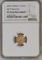 2022 Gold 1/4 Sovereign Queen Elizabeth II Memorial Proof NGC PF 70 ULTRA CAMEO