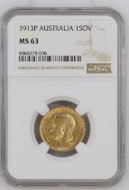 1913 P Gold Sovereign NGC MS 63