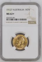 1912 P Gold Sovereign NGC MS 62+