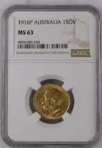 1916 P Gold Sovereign NGC MS 63