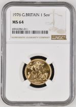 1976 Gold Sovereign NGC MS 64