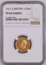 1911 Gold Half-Sovereign Proof NGC PF 64 CAMEO