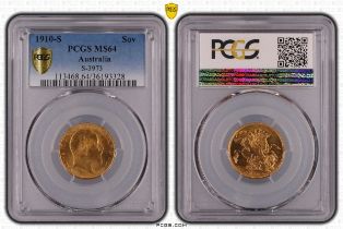 1910 S Gold Sovereign PCGS MS64