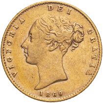 1869 Gold Half-Sovereign Cleaned, very fine