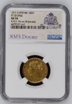 1872 Gold Sovereign St. George Douro Shipwreck NGC AU 58