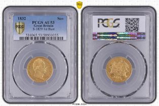 1832 Gold Sovereign First bust PCGS AU53