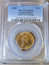1980 Gold Sovereign PCGS MS64