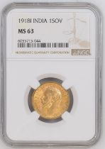 1918 I Gold Sovereign NGC MS 63
