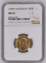 1920 P Gold Sovereign NGC MS 63