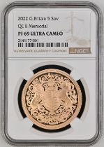 2022 Gold 5 Pounds (5 Sovereigns) Queen Elizabeth II Memorial Proof NGC PF 69 ULTRA CAMEO