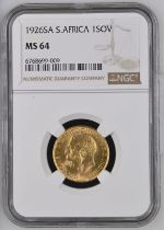 1926 SA Gold Sovereign NGC MS 64