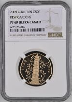 2009 Gold 50 Pence Kew Gardens Proof NGC PF 69 ULTRA CAMEO