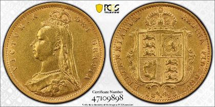 1893 Gold Half-Sovereign Jubilee head PCGS Genuine - AU Details (92 - Cleaned)