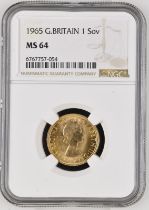 1965 Gold Sovereign NGC MS 64