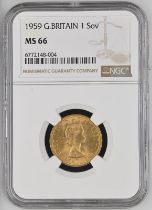 1959 Gold Sovereign NGC MS 66