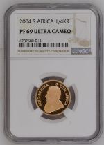 South Africa 2004 Gold 1/4 Krugerrand Proof NGC PF 69 ULTRA CAMEO