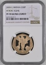 2009 Gold 50 Pence Victoria Cross - Heroic Acts Proof NGC PF 70 ULTRA CAMEO