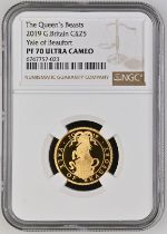 2019 Gold 25 Pounds (1/4 oz.) Yale of Beaufort Proof NGC PF 70 ULTRA CAMEO