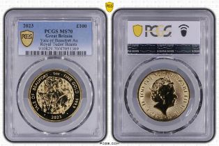 2023 Gold 100 Pounds (1 oz.) Yale of Beaufort PCGS MS70