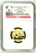 China: People's Republic 2014 Gold 100 Yuan NGC MS 70