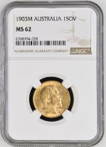 1903 M Gold Sovereign NGC MS 62