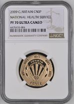 2009 Gold 50 Pence NHS Proof NGC PF 70 ULTRA CAMEO