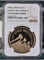 2006 Gold 5 Pounds (Crown) Queen's 80th Birthday Proof NGC PF 70 ULTRA CAMEO