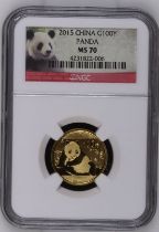 China: People's Republic 2015 Gold 100 Yuan NGC MS 70