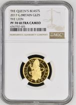 2017 Gold 25 Pounds (1/4 oz.) Lion of England Proof NGC PF 70 ULTRA CAMEO