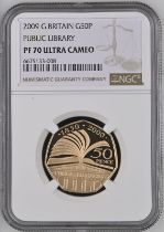 2009 Gold 50 Pence Public Libraries Act Proof NGC PF 70 ULTRA CAMEO