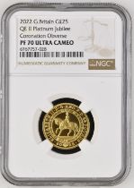 2022 Gold 25 Pounds (1/4 oz.) Platinum Jubilee Proof NGC PF 70 ULTRA CAMEO